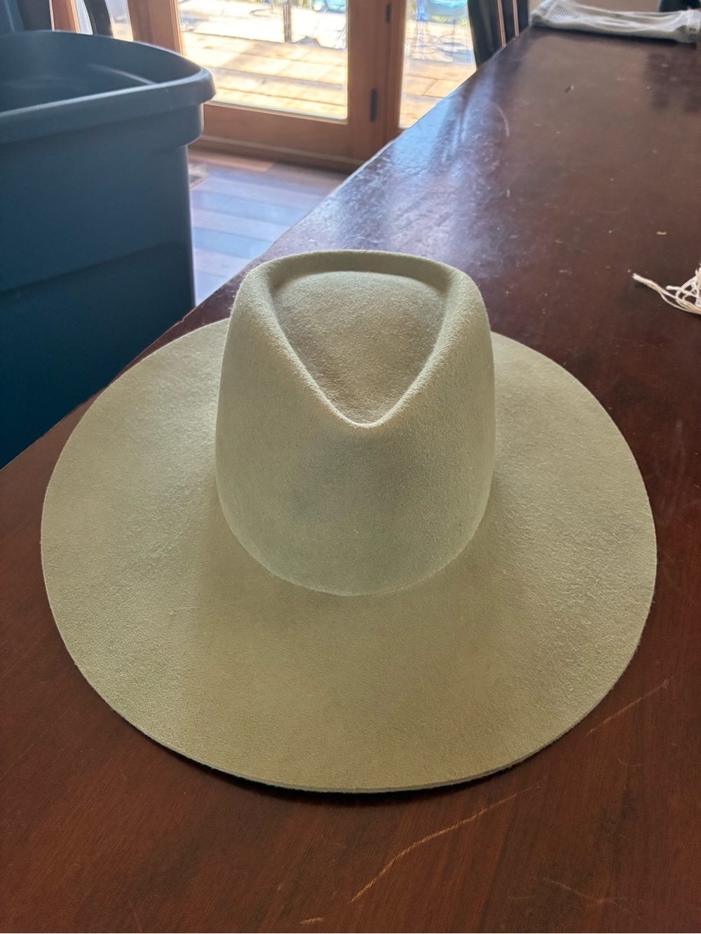 GIGI PIP x dae Wide Brim Felt Fedora Hat - Sage Green